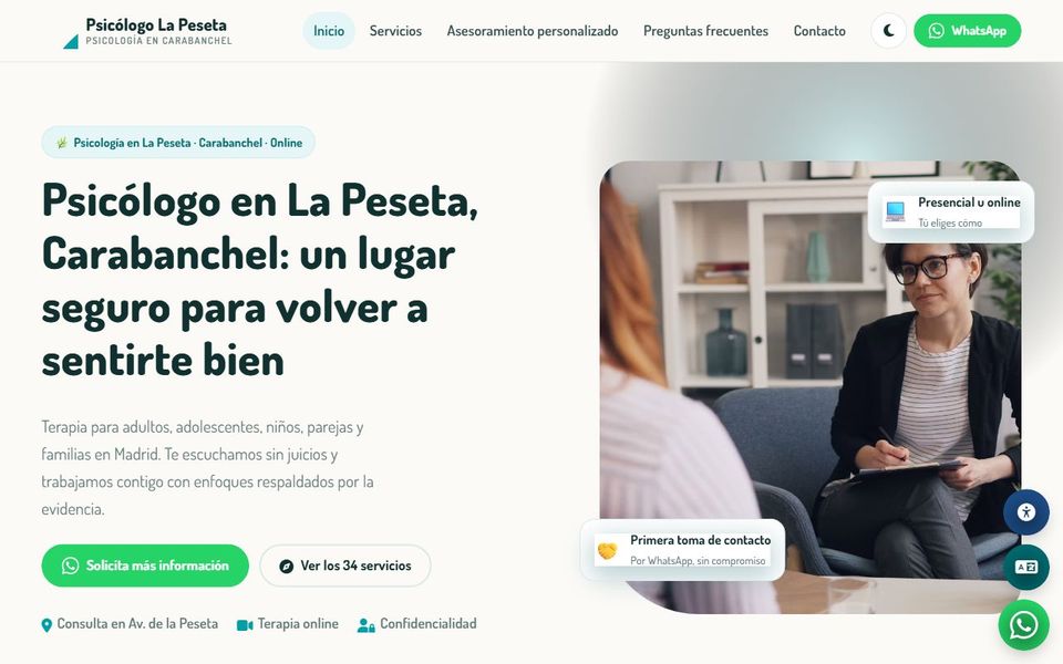 Captura de la portada de psicologolapeseta.com