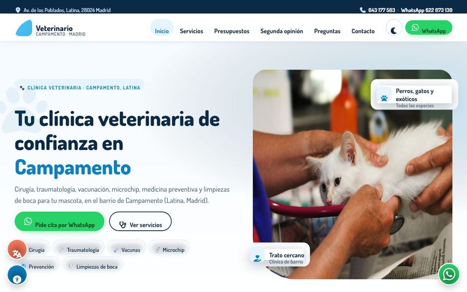 Ejemplo de web de referencia: veterinariocampamento.com